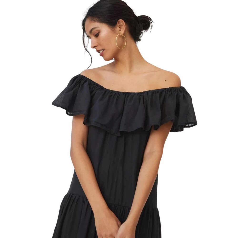 Anthropologie‎ Erika Pena Black Ruffled Voile Tiered Maxi Dress - NWT - Size M/L - Picture 4 of 11